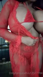 Huge boobs - Red see thru ebony huge tits