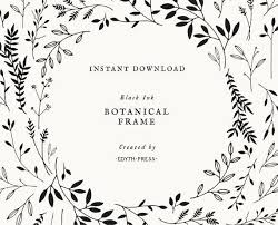 Black And White Wreath Graphic Hand Drawn Leaf Border Clipart Frame Black Botanical Etsy How To Draw Hands Clip Art Borders Hand Drawn Leaves