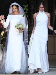 Meghan markle has been spotted wearing her second dress for the royal wedding while en route to the evening reception held at frogmore house. Day To Night Comparing Meghan Markle S First And Second Wedding Dresses Megan Markle Wedding Dress Meghan Markle Wedding Dress Second Wedding Dresses