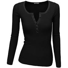Black And White Long Sleeve Top Mens Doublju Women S Crew Henley Neck Long Sleeve T Shirt Henley Shirt Women Black Long Sleeve Shirt Long Sleeve Henley Shirt