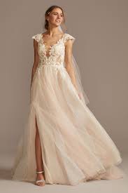 Illusion Cap Sleeve Lace Appliqued Wedding Dress David S Bridal In 2020 Petite Wedding Dress Davids Bridal Wedding Dresses Wedding Dress Cap Sleeves