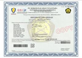 Dengan adanya sertifikat dari pt. Contoh Slo Pt Pt Serkolinas Aman Nusantara Bengkulu Facebook