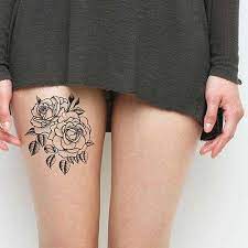 rose tattoo thigh gul dovmesi bacak but dovmeleri dovmeli kadin kucuk dovmeler
