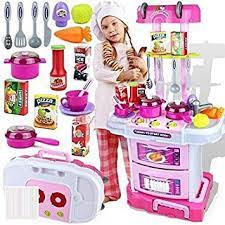 Growthpic kids cook and serve set includes toy kitchen knives combinations (7 pcs), soup pot with lid, grill pan, frypan, utensils, cutting & peeling pretend play fruits and veggies that can be. Buy Techhark 3 In1 Little Chef Kids Kitchen Play Set With Light Sound Cooking Kitchen Set Play Toy Silicone Pink Pack Of 1 Set Online At Low Prices In India Amazon In