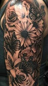 Pin By Teresa West On Tatoos Ideas Butterfly Sleeve Tattoo Sunflower Tattoos Sunflower Tattoo Shoulder