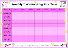 monthly tooth brushing star chart for girls star chart