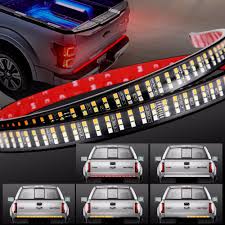 60 Triple 3 Row Led Tailgate Light Bar With Amber Turn Signal Red Brake Running White Reverse Lights Car Light Assembly Aliexpress