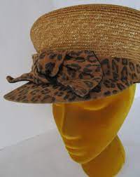 Eric Javits Natural Straw Visor Cap Hat Leopard Suede Knot Bow Etsy Visor Cap Straw Visor Eric Javits