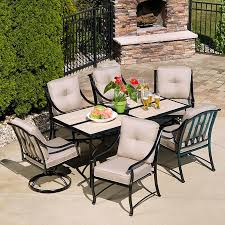 La Z Boy Outdoor Demer 7pc Emerson 7 Pc Dining Set Oatmeal Sears Outlet Patio Patio Dining Outdoor Patio Table