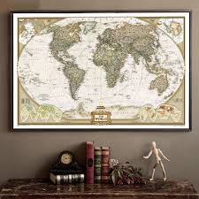 Large Vintage World Map Office Supplies Detailed Antique Poster Wall Chart Retro Paper Matte Kraft Paper 28 18inch Map Of World Sticker On The Wall