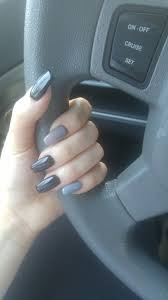 Coffin Shaped Black And Grey Acrylic Nails Coffin Nails Black And Grey Black Nails Black Toe Nails Trendy Nails