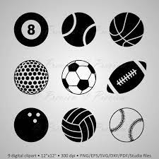 Buy 2 Get 1 Free Digital Clipart Balls Silhouettes Football Basketball Golf Sport Play Game Black Images Png Eps Svg Digital Clip Art Clip Art Sports Wreaths