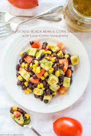 Black Bean Taco Salad With Lime Vinaigrette Black Bean Corn Avocado Salad With Cumin Lime Vinaigrette Recipe With Images Recipes Healthy Recipes Corn Salads