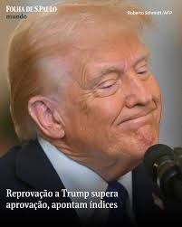 A rejeição ao presidente dos EUA, Donald Trump, supera sua aprovação cerca  de 50 dias após sua posse, em meio a receios de recessão, cortes radicais  no governo federal e perseguição a