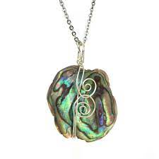 Round Nz Paua Shell Necklace In Eco Argentium Silver Paua Shell Necklace Argentium Silver Eco Jewelry