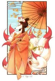 Kitsune Meeting The Japanese Fox God In A Mountain Village Of Japanese Fox Kitsune Fox Art