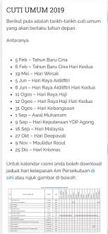 Berikut takwim persekolahan terkini sekolah malaysia. Ahmad Sanusi Husain Com Cuti Umum Malaysia 2019