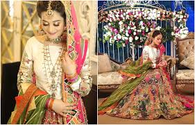 Aiman Khan In Erum Khan Mehndi Ceremony Bridal Wear Gowns Dresses