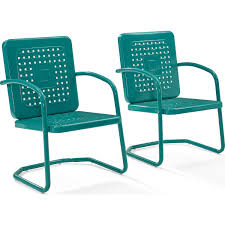 Crosley Co1025 Tu Bates Outdoor Classic Metal Chair Turquoise Set Of 2 Outdoor Chairs Metal Outdoor Chairs Metal Chairs