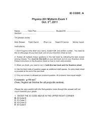 Id Code A Physics 201 Midterm Exam 1 Oct 3 2011