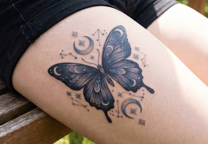 16 Gorgeous Butterfly Thigh Tattoos for Women