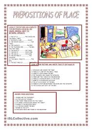 Preposition Of Place Prepositions Vocabulary Worksheets Fourth Grade Writing