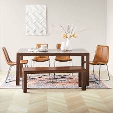 Slope Leather Dining Chair Leather Saddle Charcoal Leg West Elm In 2020 Leather Dining Chairs Dining Table With Bench Dark Wood Dining Table