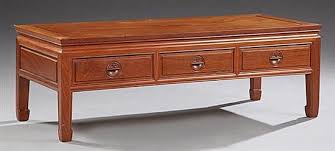 Only genuine antique chinese tables rosewood approved for sale on www.sellingantiques.co.uk. Lot Chinese Carved Rosewood Coffee Table 20th C The Rectangular Top Over Three Frieze Drawers With Carved Chinese Character Pulls On