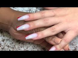Each year, i find myself being drawn to neutral tones more and simple acrylic nails square acrylic nails acrylic nail designs acrylic nail art light pink nail designs acrylic nails coffin short white acrylic nails. Red Milky White Side Tip Acrylic Nails Youtube