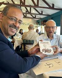 Proud moment for me as I met Mr Julio Ribeiro over lunch today in Mumbai.  Presenting "Encounters with Politicians" to him. He continues to inspire  many of us despite advancing in age (