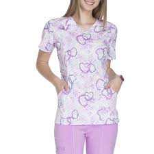 scrubstar womens fashion collection printed v neck scrub top