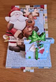 You could either make the kitten as shown in the tutorial or go by the simple instructions in the picture. Deer Friends Santa And Reindeer Pop Up Slider Card Kit Photo By Copper Cat Cellar
