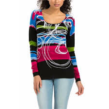 Desigual Kinamo Printed Scoop Neck Sweater