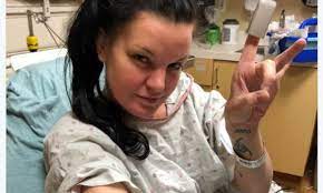 Initial, writing on her forearm. Pauley Perrette 50 Of Ncis Fame Shares Image From Hospital With An Iv In Her Arm Daily Mail Online