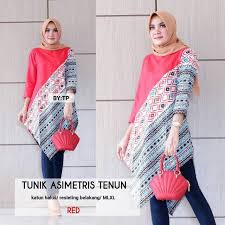 Batik muslim model bawah asimetris 29. Batik Rp 90 000 Tunik Asimetris Tenun Tunic Batik Facebook