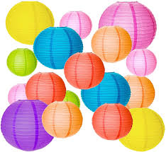 Seelok 20stk Bunt Papier Laterne Rund Papierlampion Kinder Papier Laternen 4 Grosse Lampenschirm Zum Aufhangen Deko Fu In 2020 Lampions Papierlampenschirm Party Garten