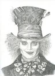 Mad Hatter Actor Johnny Depp Pencil Drawing Alice In Wonderland Drawings Black And White Drawing Drawings