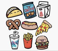 100 food sticker pack | cute cartoon aesthetic color vibey kawaii food stickers | laptop . Junk Food Sticker Pack Print Stickers Food Stickers Diy Stickers