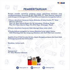 Sedianya penutupan akan dilakukan pada selasa (15/6/2021) sekitar pukul 20:00 wib. Tokai Dharma Ind Twitterissa Pemberitahuan
