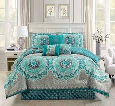 Enjoy free shipping & browse our great selection of the intelligent design stanek comforter set updates any bedroom into a fun and inviting space. 7 Piece Medallion Floral Teal Gray Comforter Set Bedroom Comforter Sets Comforter Sets Comfortable Bedroom