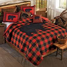 Black And White Buffalo Check Bedding Queen Black Bear Buffalo Check Quilt Bedding Collection Quilt Sets Queen Black Bear Decor Buffalo Check Quilt