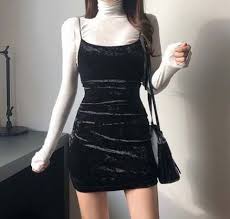 21 Ideas Dress Black Korean Outfit Black Velvet Dress Velvet Dresses Outfit Velvet Dress Outfit Black