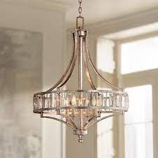Unlike more traditional chandeliers, this one feels warm and casual, making it ideal for a living room or laidback dining space. Soft Silver 4 Light 24 Wide Crystal Chandelier W7027 Lamps Plus Crystal Chandelier Transitional Chandeliers Transitional Chandelier