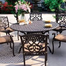 Darlee Santa Monica Cast Aluminum Outdoor Patio Dining Set With Cushions 60 Inch Round Patio Dining Set Modern Patio Furniture Wrought Iron Patio Furniture