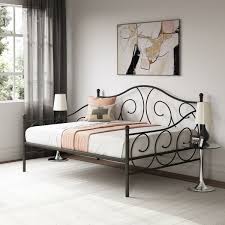 This pink metal twin bed will be a lovely addition to any bedroom. New Modern Brushed Pewter Scrolling Metal Daybed Day Bed Frame Home Furniture Beds Bed Frames Home Garden