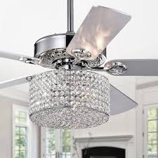 Rexen Chrome 52 Inch 5 Blade Lighted Ceiling Fan With Crystal Shade Includes Remote And 2 Color Option Fan Blades Gray Warehouse Of Tiffany In 2020 Ceiling Fan Ceiling Fan Chandelier Chandelier Fan