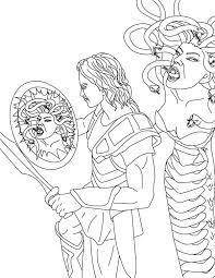 This medusa coloring page features the greek mythological monster herself, made famous for her nasty attitude and for having one of the worst hairdos in history! Perseus And Medusa Coloring Page Netart
