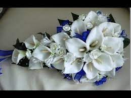 Wedding bouquet silk flower bridal bridesmaid navy royal dusty dark blue burlap. Wedding Bouquet Royal Blue Youtube