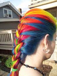 Rainbow Hair Color French Braid Design Braided Ponytail Hairstyles Braided Hairstyles Rainbow Hair Color