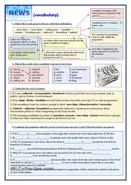 News Vocabulary Vocabulary Teaching English Different Exercises